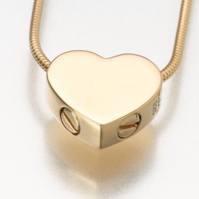 gold vermeil double chamber heart cremation pendant necklace